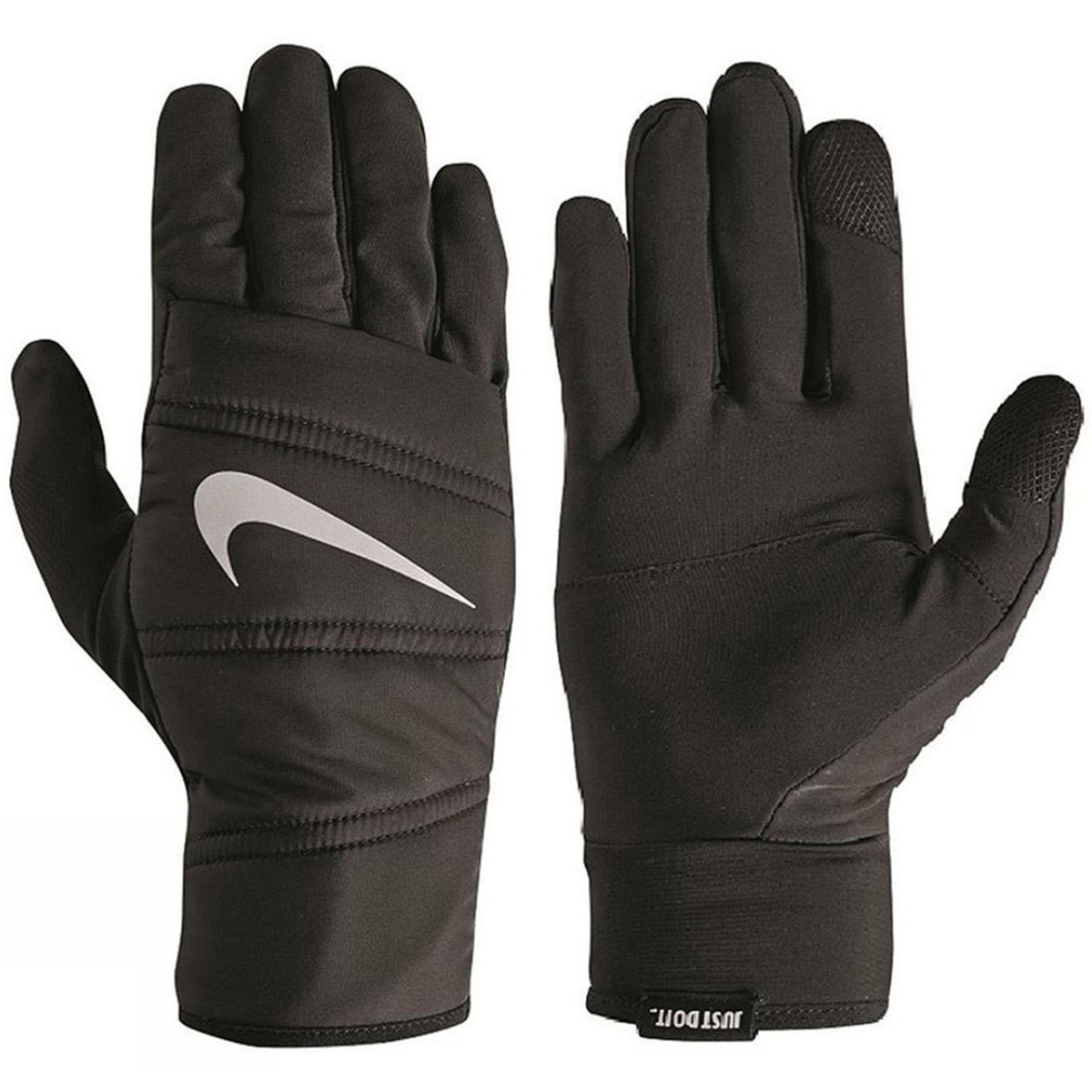 Nike MEN'S NIKE QUILTED RUN GLOVES L BLACK/SI 