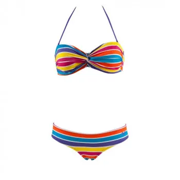 ARENA STRIPES TWISTED BANDEAU TWO-PIECES 