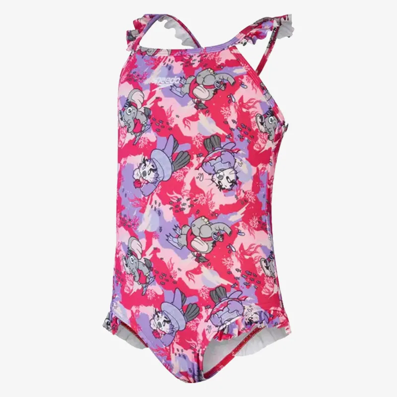 SPEEDO Girls  LTS Printed Frill Thinstrap 