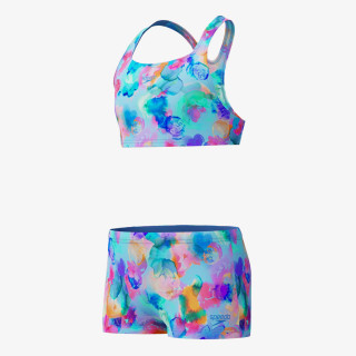 Speedo PRINT RACERBACK 2PC LTBLU/PNK 