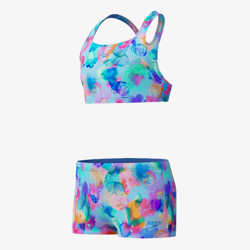 Speedo PRINT RACERBACK 2PC LTBLU/PNK 
