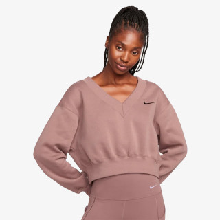 Nike W NSW PHNX FLC CROP VNECK 